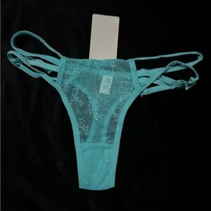 Elegant Light Blue Lace Thong